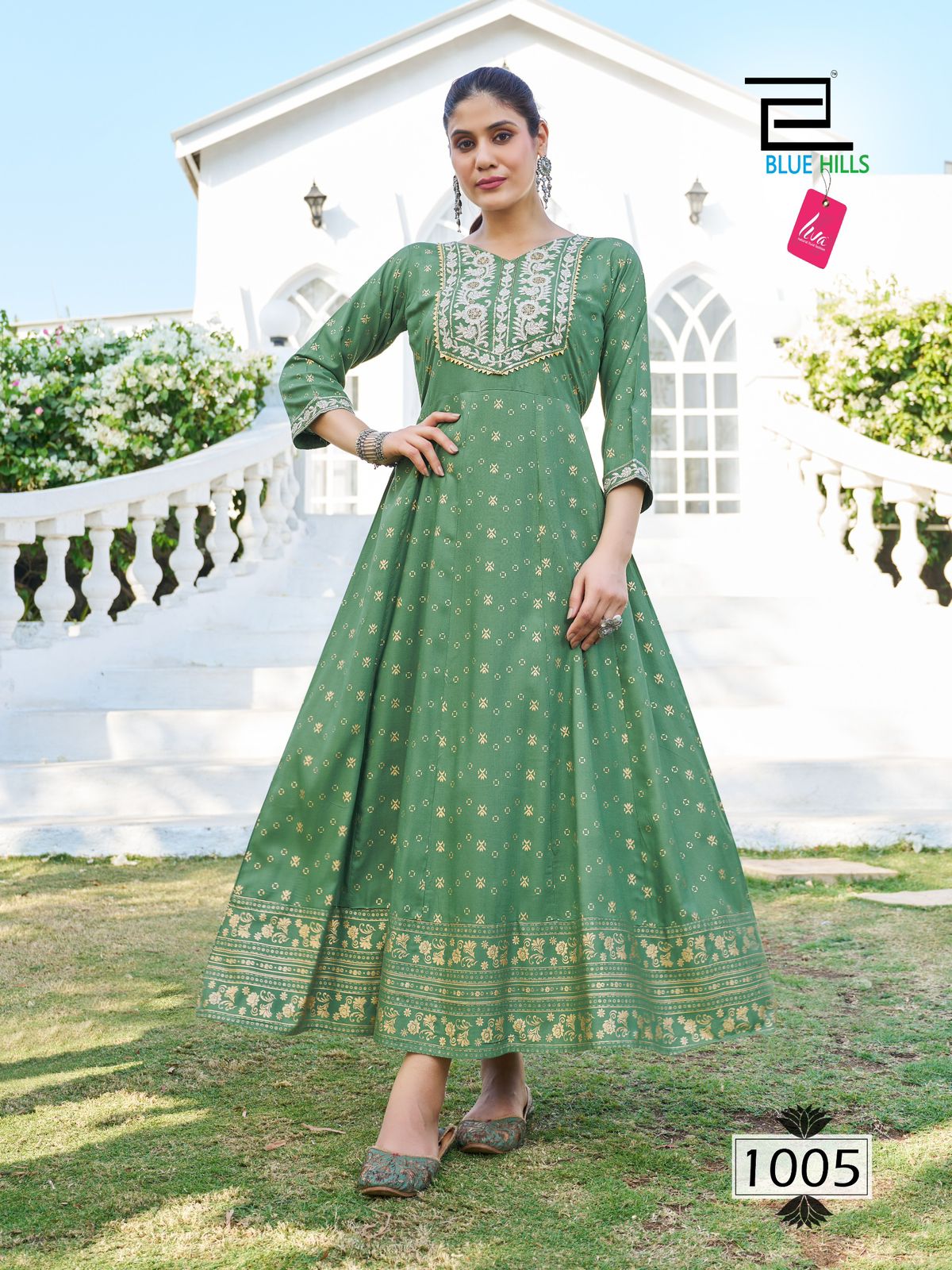 Block Buster By Blue Hills Rayon Foil Print Anarkali Kurtis Wholesale Suppliers In Mumbai
